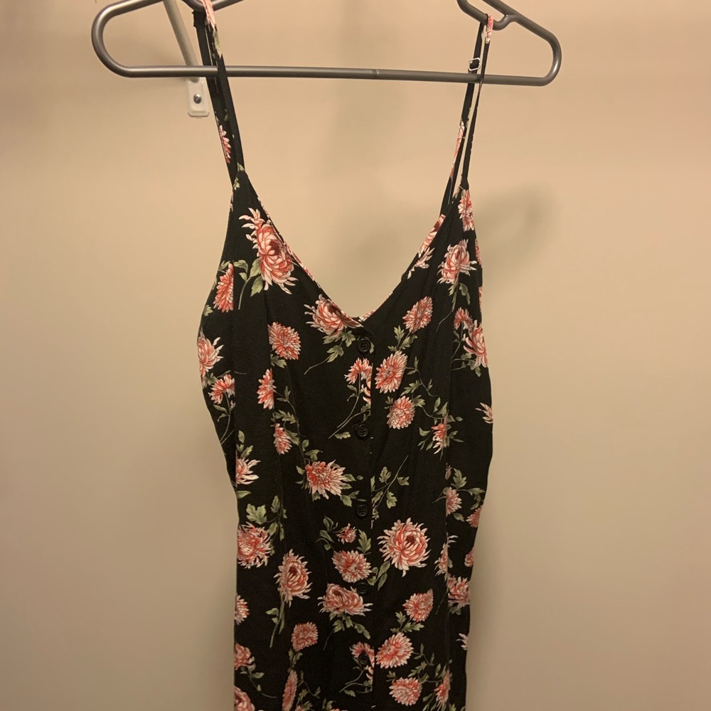 forever 21 size L black & pink floral sundress